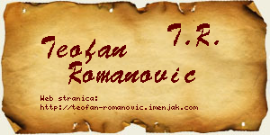 Teofan Romanović vizit kartica